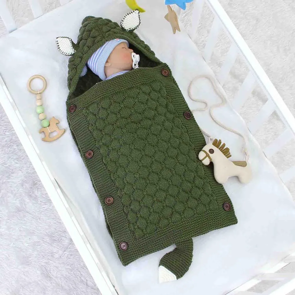 Baby Knitted Fox Cartoon Cocoon Envelope Swaddle Sleep Sacks