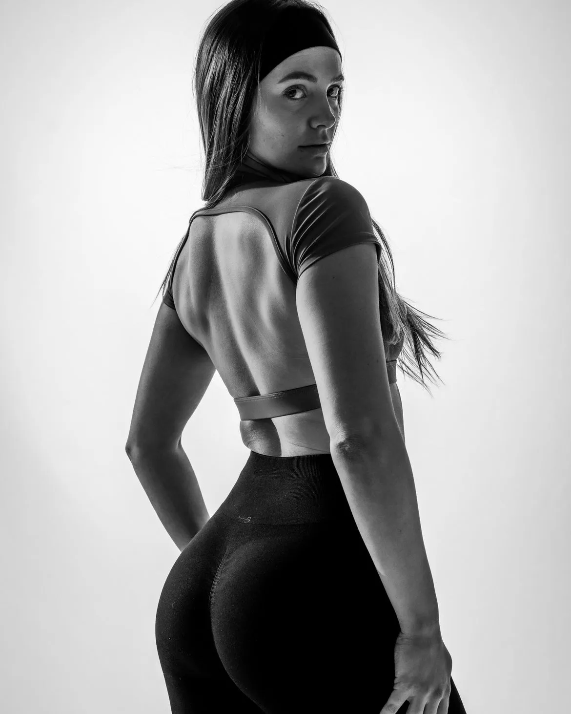 Black Open Back Crop