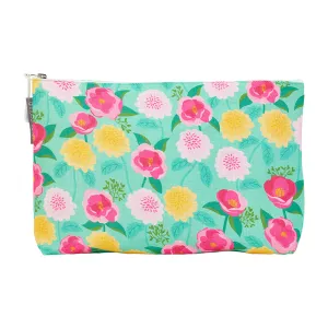 Cosmetic Bag - Linen - Large - Camellias Mint