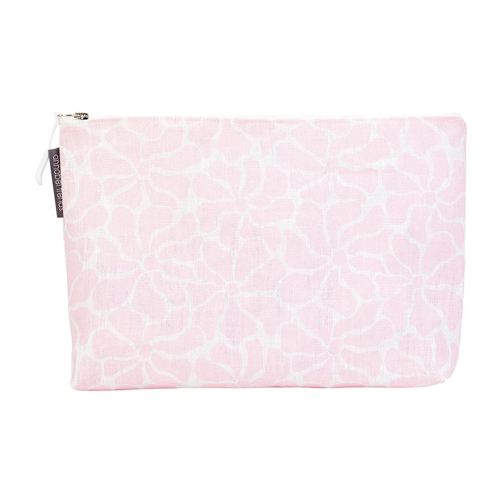 Cosmetic Bag - Linen - Large - Pink Petal Floral