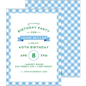 Gingham Check Invitation - Cornflower