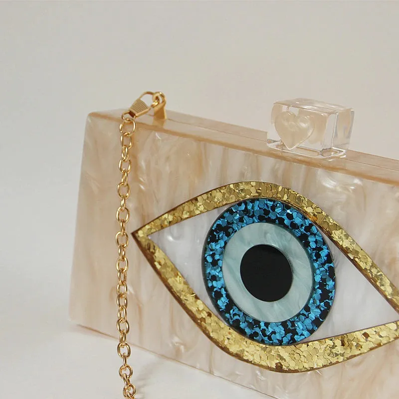 Impressive 3D Queen Blue Eye Shape Clutch Purse Handbags