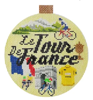 Le Tour De France Travel Round Needlepoint Canvas