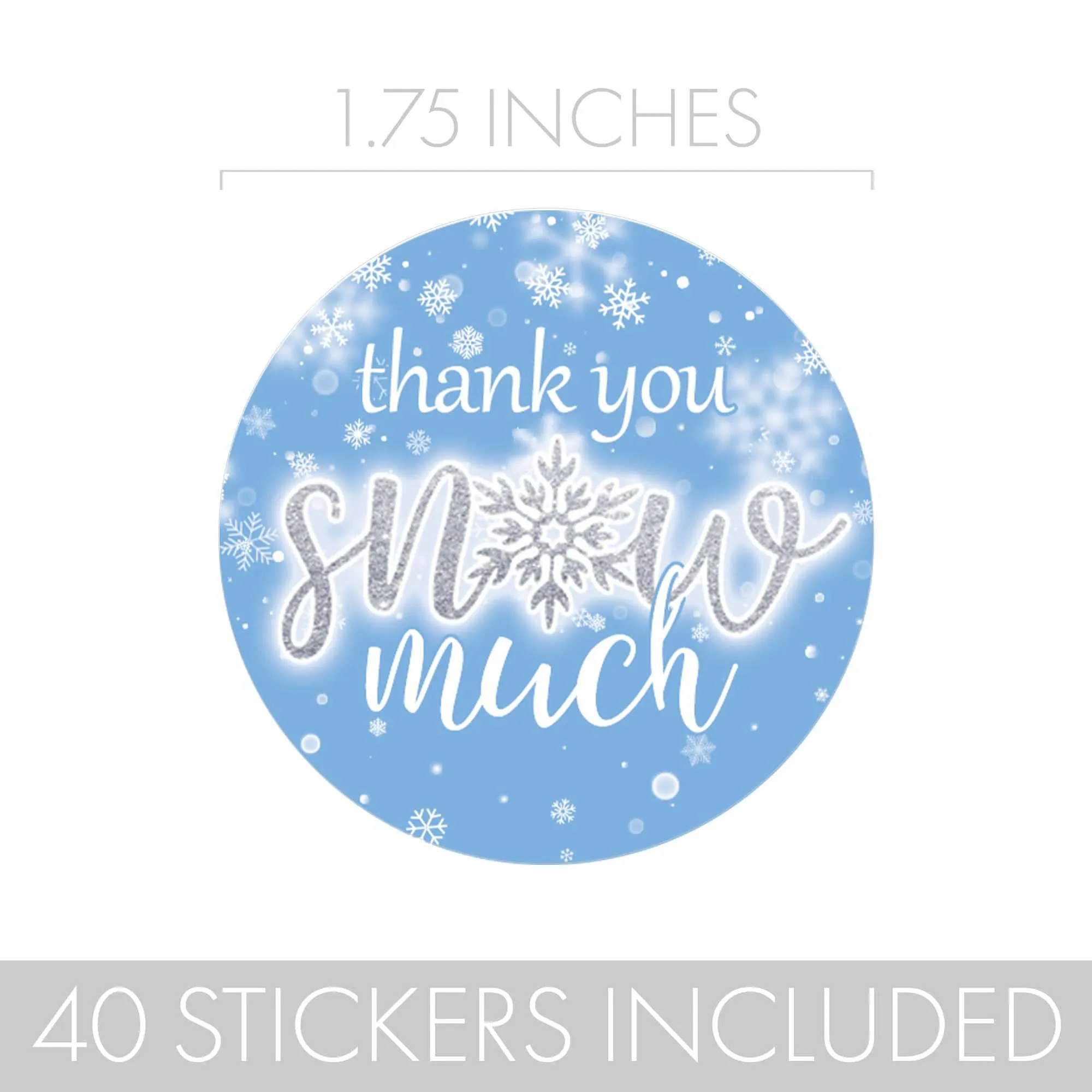 Little Snowflake: Blue -  Winter Birthday or Baby Shower - Thank You Snow Much Stickers - Boy - Baby It's Cold Outside - 40 Stickers