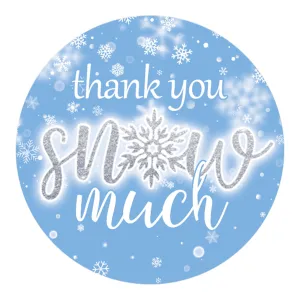 Little Snowflake: Blue -  Winter Birthday or Baby Shower - Thank You Snow Much Stickers - Boy - Baby It's Cold Outside - 40 Stickers