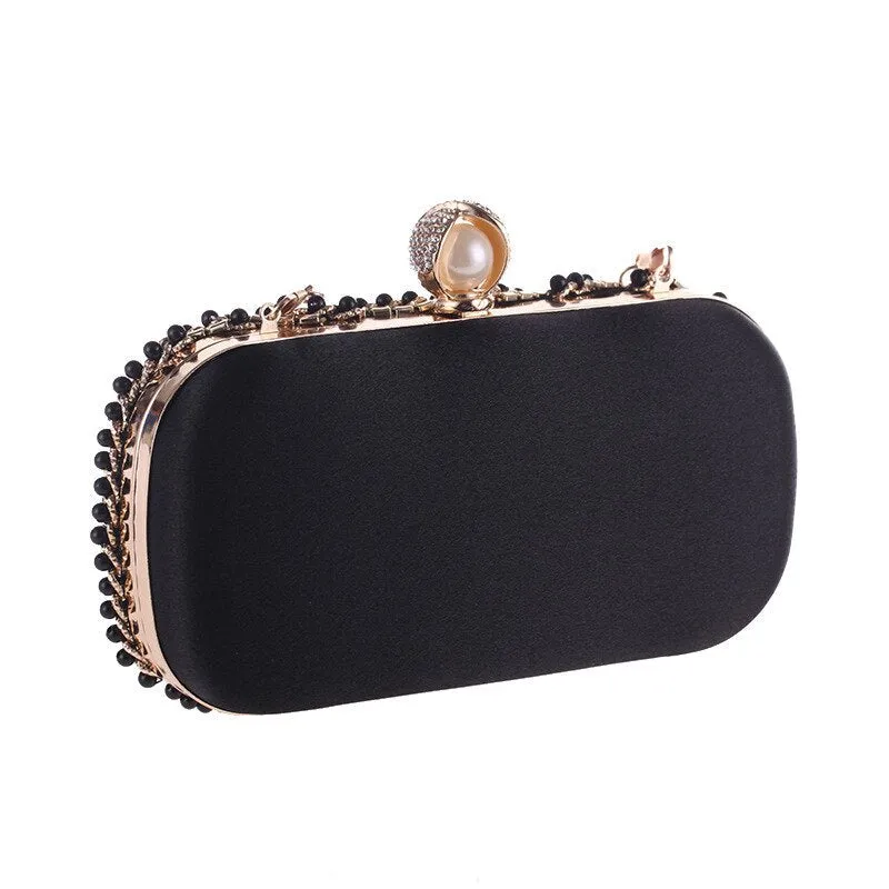 Luxy Moon Beaded Clutch Bag with Diamonds