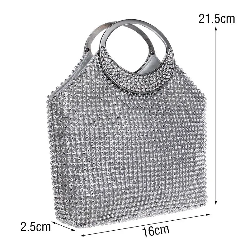 Luxy Moon Bucket Clutches Rhinestones Party Handbags Wedding Purse