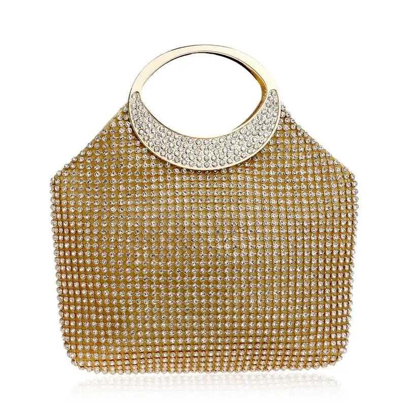 Luxy Moon Bucket Clutches Rhinestones Party Handbags Wedding Purse