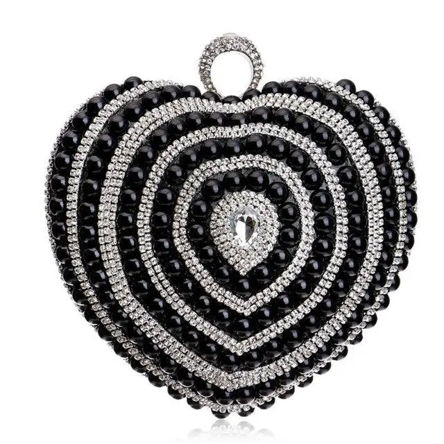 Luxy Moon Heart Shape Evening Clutch Bags Beaded