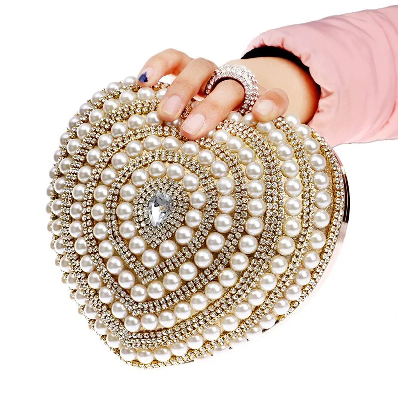 Luxy Moon Heart Shape Evening Clutch Bags Beaded