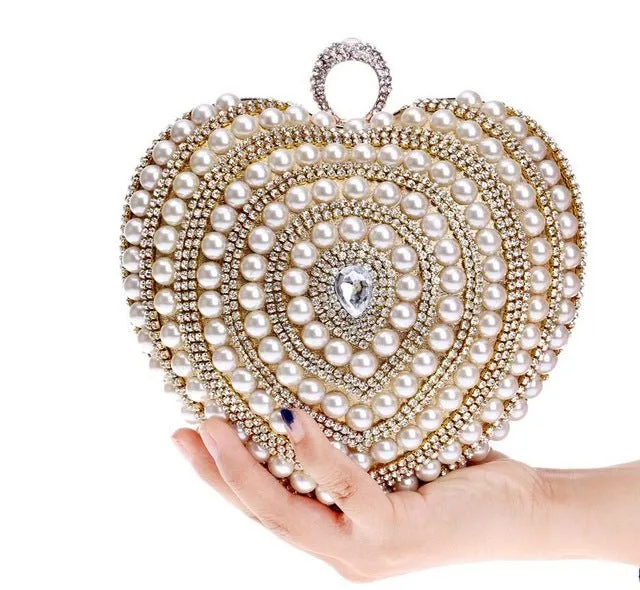 Luxy Moon Heart Shape Evening Clutch Bags Beaded