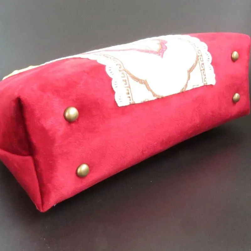 Luxy Moon Red Velvet Flower Evening Clutch Handbag