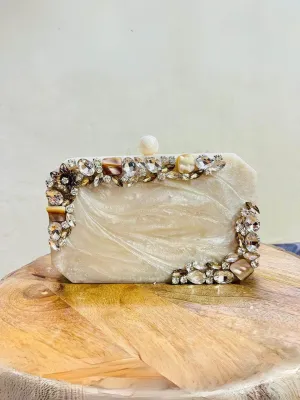 Off White Resin Octagon Clutch