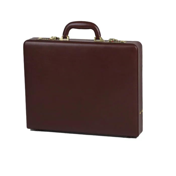 Quindici Leather Slim Attaché Case - Cognac