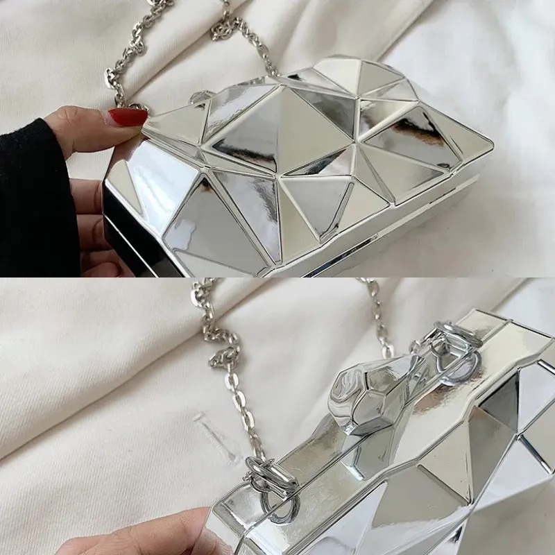 Shine and Glam Women's Geometric Style Clutch Bag