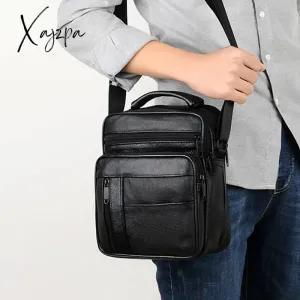 Xajzpa - Men PU Leather Briefcases High Quality Cowhide Leather Handbags Male Zipper Messenger Bags for Ipad Male Shoulder Bag