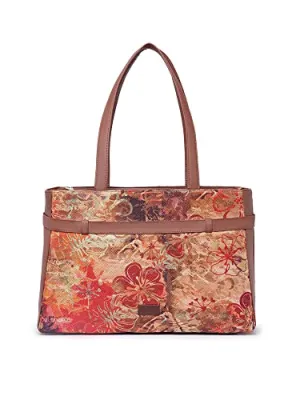 ZOUK FloLov Abstract Printed Women's Jute Handcrafted Vegan Leather Multicolor Statement Office Shoulder Bag